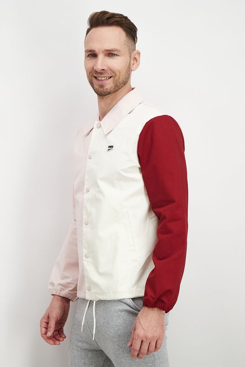 PUMA Men Sportwear Fit Long Sleeve Colorblock Coach Jacket, Pink Combo - Image 4